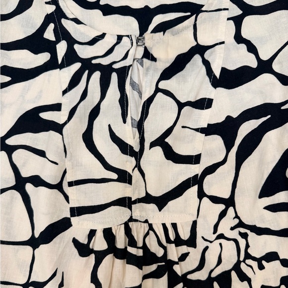 Rachel Zoe Linen Blend Puff Sleeve Blouse XL Abstract Print Boho Chic - Picture 4 of 10